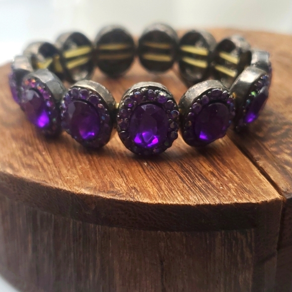 B2304 amythest tourmaline Norwegian bracelet stretch NEW ARRIVAL‎ - Picture 1 of 3